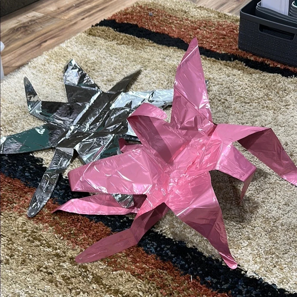 Balloons Qty 2 Pink & Silver Star-Shaped Party Balloons Birthday Decoration NWOT